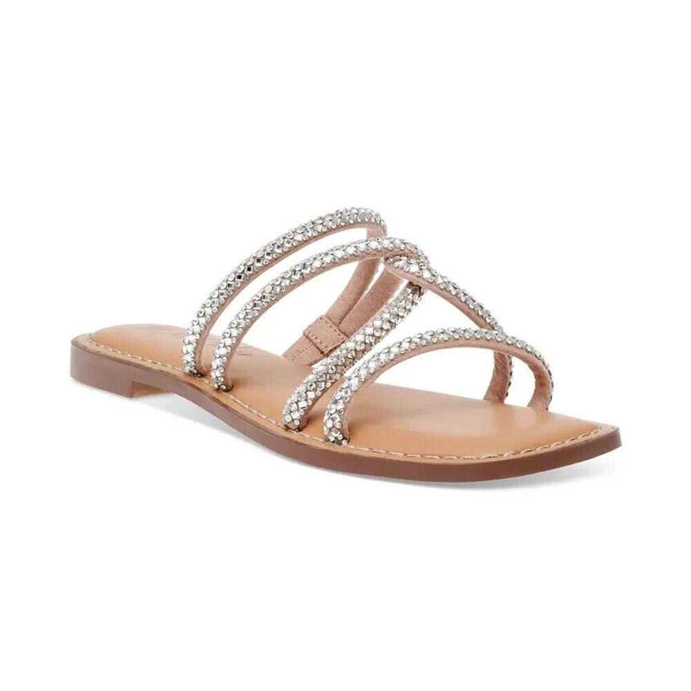 Wild Pair Gabryell Silver Embellished Flat Sandals Shoes Women's 6M Wedding Prom